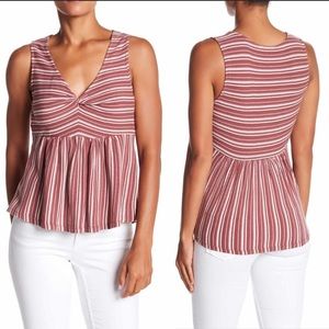 ❤️ NWT Lucky Brand Striped Knot Peplum Top